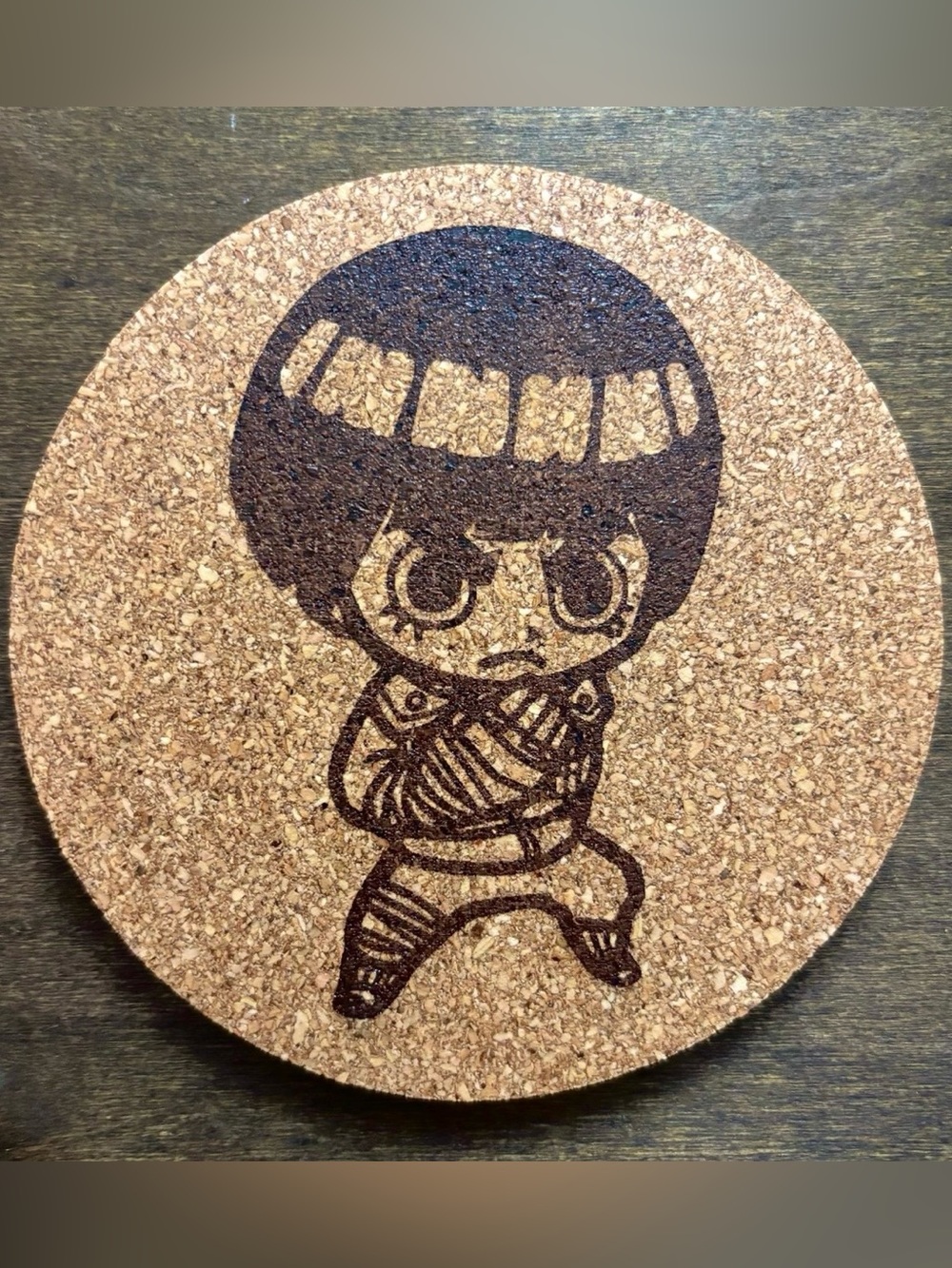 Naruto Rock Lee Chibi Style Laser Engraved Cork Coaster